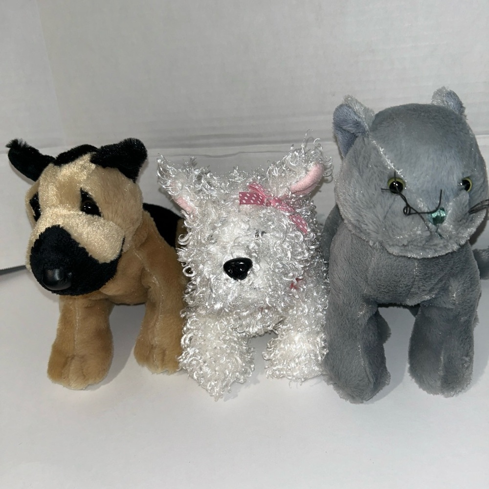 Lot Of 3 Ganz Webkinz Plush German Sheppard, Curly Poodle, Charcoal Cat-no Codes